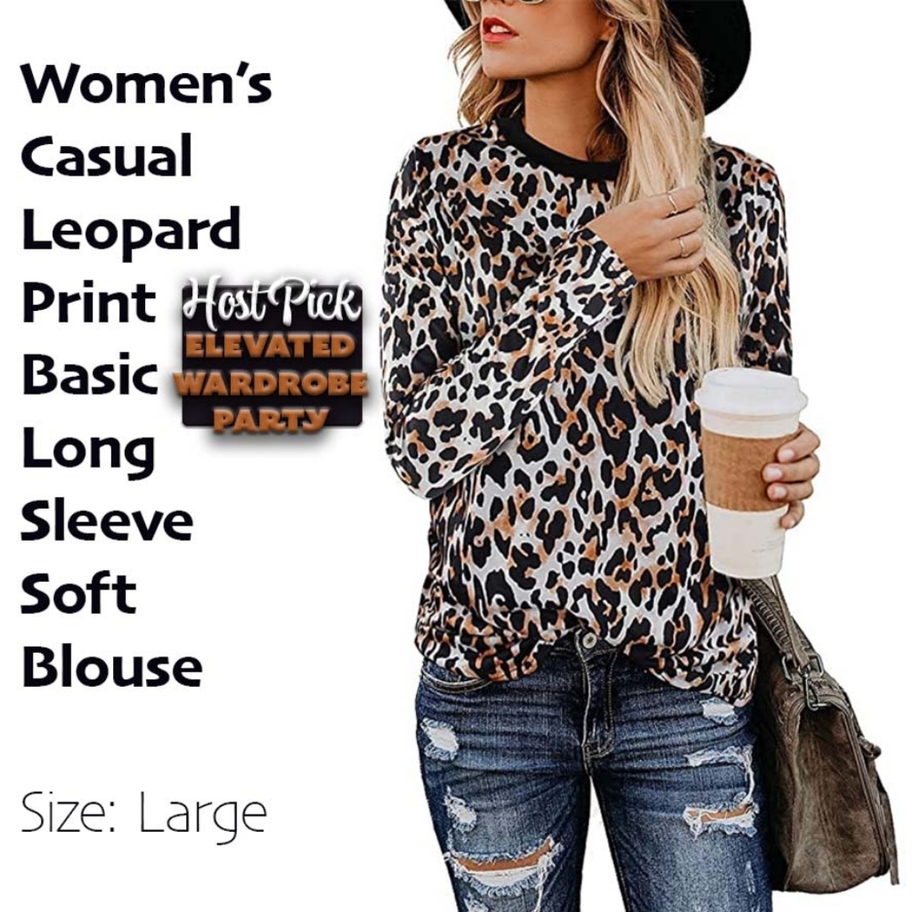 Casual Leopard Print Basic Long Sleeve Soft Blouse 🎉 HOST PICK🎉